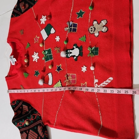 Feeling Festive Sweater Ugly Christmas Ornament Applique Size XXL Festive Party - Picture 12 of 14